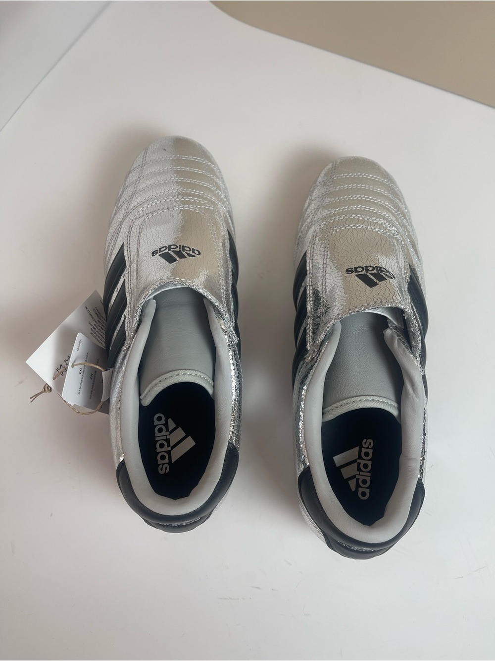 Adidas Originals Taekwondo Women’s Leather Silver Metallic Black Sneakers 6.5 - Picture 8 of 12